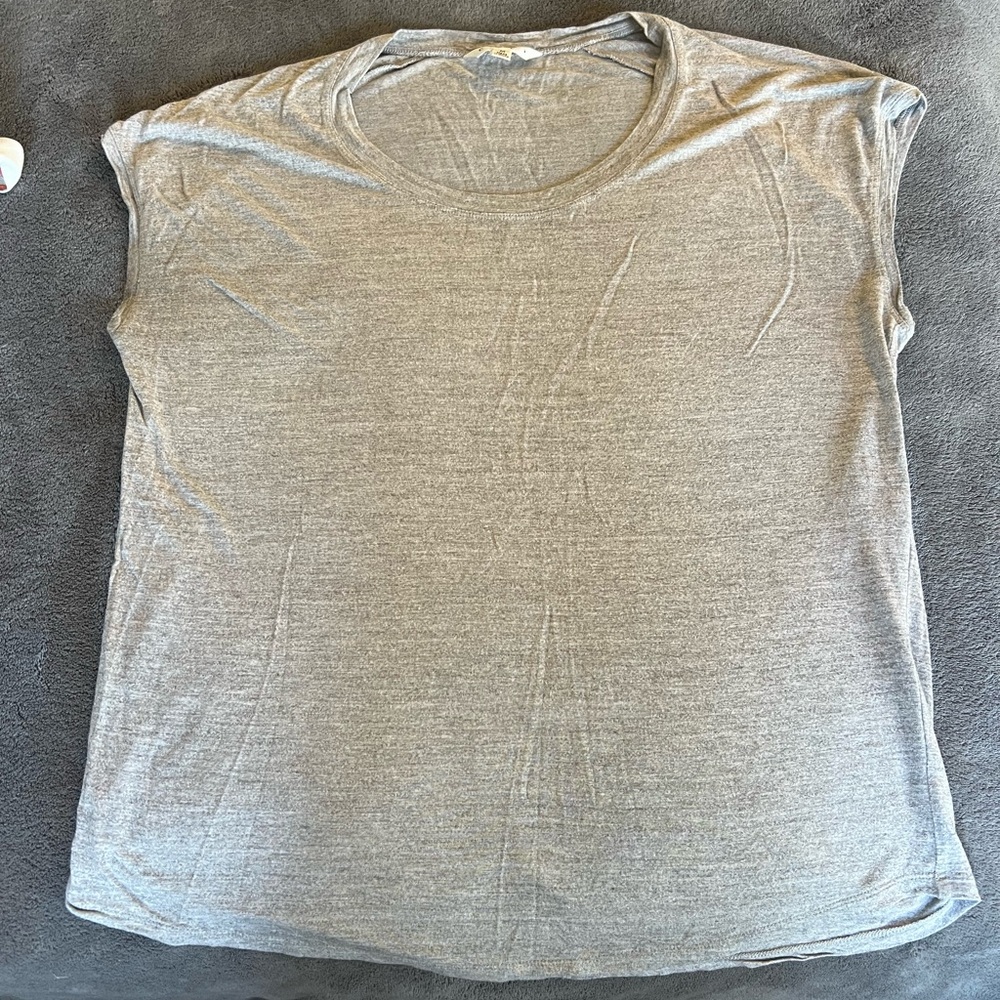 Cabi Oversized Boat Neck Gray Top